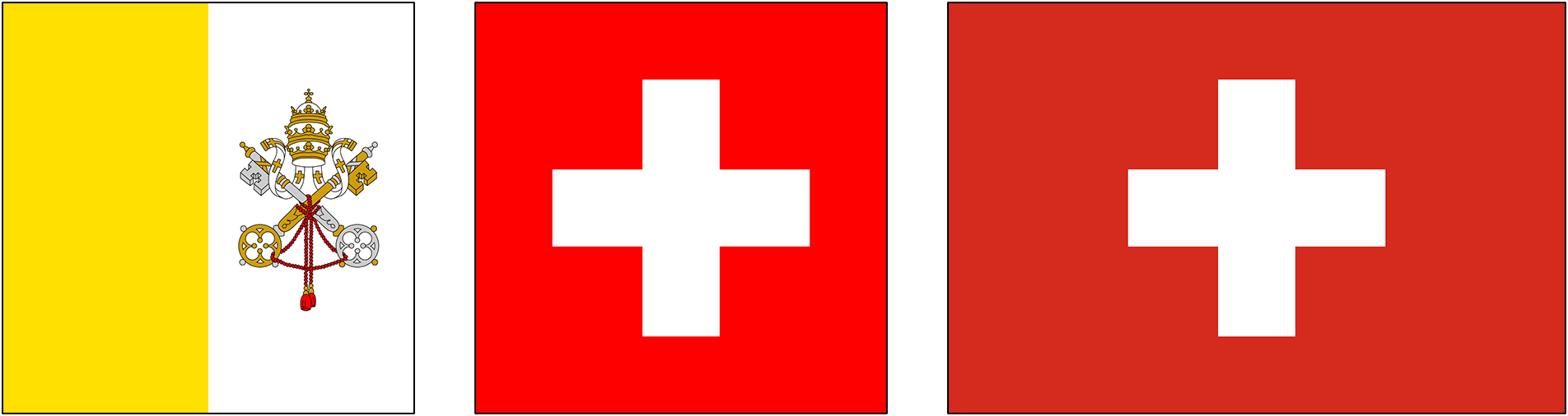 Drapeau du Vatican et drapeaux de la Suisse