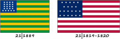 Le drapeau brésilien et le drapeau américain à 21 étoiles
